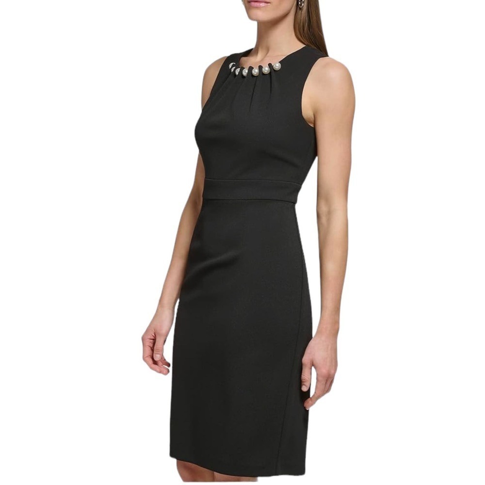 New Women’s Eliza J Style with Pearl Neckline Sleeveless Crewneck Dress Size 8 - Picture 4 of 10